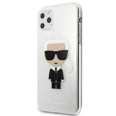 Karl Lagerfeld Iconic Karl - iPhone 11 Pro Max Tasche (Silber Glitter)