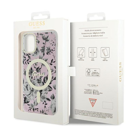 Guess Flower MagSafe - Case for iPhone 11 (Pink)