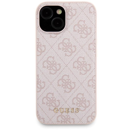 Guess Bundle Pack MagSafe 4G Metal Gold Logo - tok szett + Power Bank 5000mAh MagSafe iPhone 15 (rózsaszín)