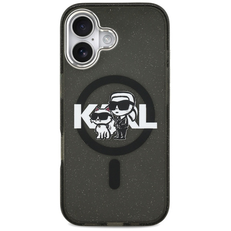 Karl Lagerfeld IML Glitter Karl & Choupette Sketch Logo MagSafe - Case iPhone 17 (Black)