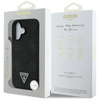 Guess Grainé Hot Stamp Peony Triangle Logo MagSafe - Coque pour iPhone 16 (noir)
