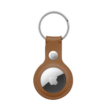 Crong Leather Case with Key Ring – Protective leather case with key ring for Apple AirTag 1/2 (brown)