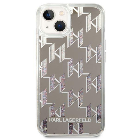 Karl Lagerfeld Monogram Liquid Glitter - pouzdro pro iPhone 14 Plus (stříbrné)