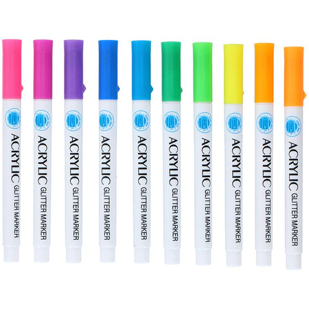 Craft - Set von Acrylmarkern / Stiften, 10 Stück. (Glitzern)