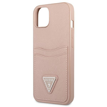 Guess Saffiano Doppelkarten-Dreieck - iPhone 13 Tasche (rosa)