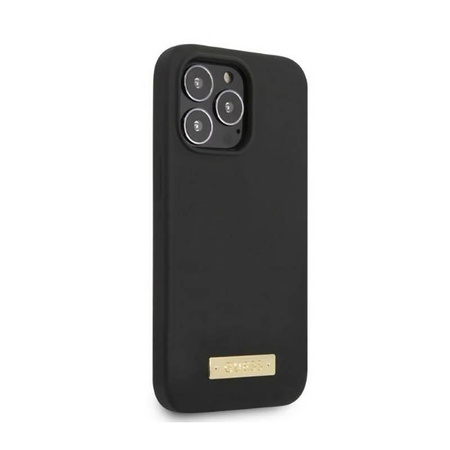 Guess Silicone Logo Plate MagSafe - pouzdro pro iPhone 13 Pro (černé)