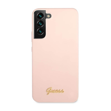 Guess Silicone Script Metal Logo - Hülle für Samsung Galaxy S23 (Pink)