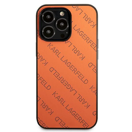 Karl Lagerfeld Perforated Allover - kryt pro iPhone 13 Pro (oranžový)