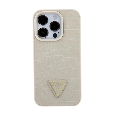 Guess Croco Triangle Metal Logo - iPhone 15 Pro Max Tasche (Gold)