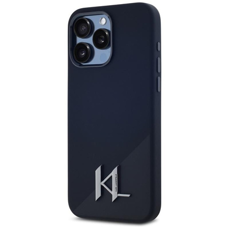 Karl Lagerfeld Silicone Shadow Metal Initial MagSafe - Etui do iPhone 15 Pro (czarny)