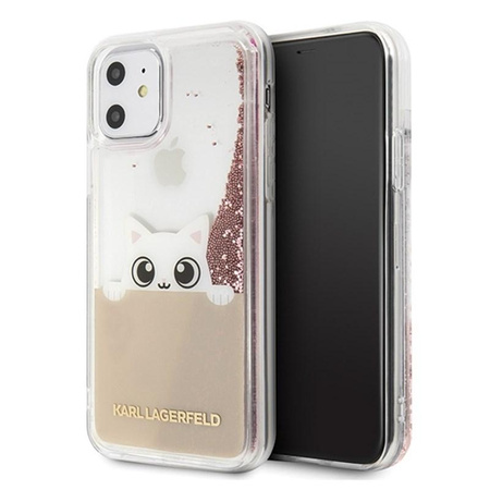 Karl Lagerfeld K-Peek A Boo - iPhone 11 tok (csillogó rózsaszín arany)