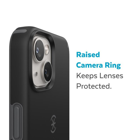 Speck CandyShell Pro + MagSafe - Coque pour iPhone 14 Plus avec revêtement MICROBAN (Noir / Gris ardoise)