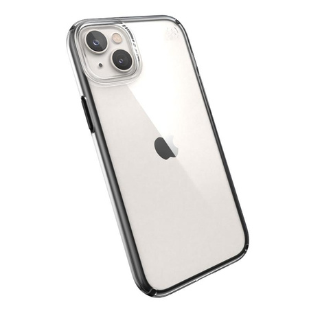 Speck Presidio Perfect-Clear mit Impact Geometry - iPhone 15 Plus / 14 Plus Hülle mit MICROBAN-Beschichtung (Transparent / Schwarz)