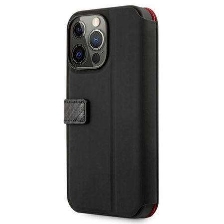 Ferrari Booktype On Track Carbon Stripe - pouzdro pro iPhone 13 Pro Max (černé)