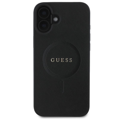 Guess Saffiano Classic Logo MagSafe - Hülle iPhone 16 Plus (schwarz)