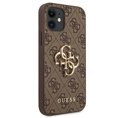 Guess 4G Big Metal Logo - pouzdro pro iPhone 12 mini (hnědé)