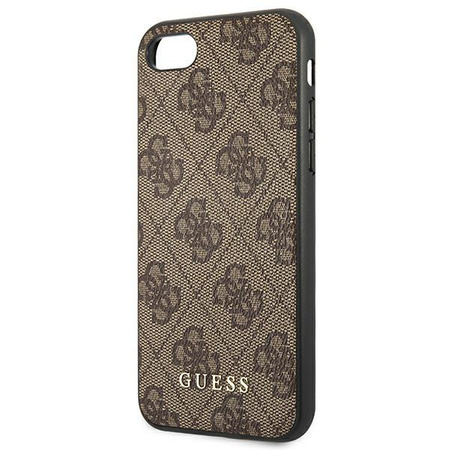 Guess 4G Metall Gold Logo - Hülle für iPhone SE 2022 / SE 2020 / 8 / 7 (braun)