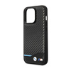 BMW Leather Carbon Blue Line - Case for iPhone 13 Pro (Black)