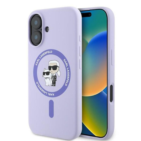 Karl Lagerfeld Silikon Karl & Choupette Ring MagSafe - iPhone 16 Plus Hülle (lila)