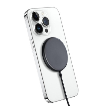 Crong MagSpot - Hliníková bezdrátová nabíječka MagSafe (grafitová)