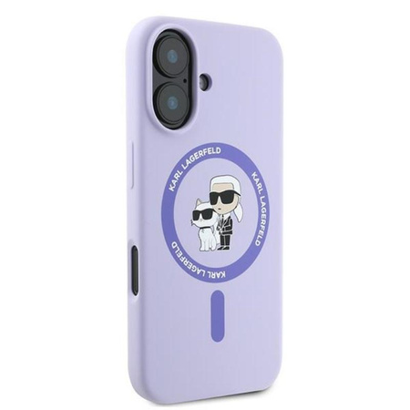 Karl Lagerfeld Silikon Karl & Choupette Ring MagSafe - iPhone 16 Plus Hülle (lila)