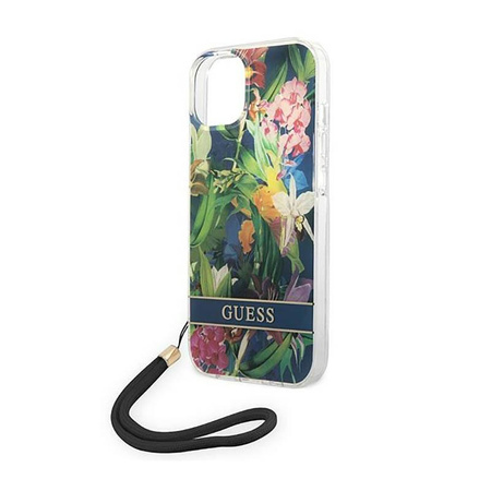 Guess Flower Cord - pouzdro pro iPhone 14 (modré)
