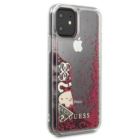 Guess Liquid Glitter Hearts - iPhone 11 Hülle (Himbeere)