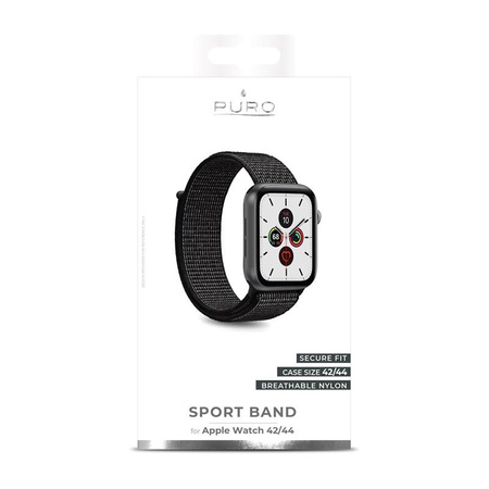 PURO Nylon - Bracelet pour Apple Watch 42/44/45 mm (Noir)