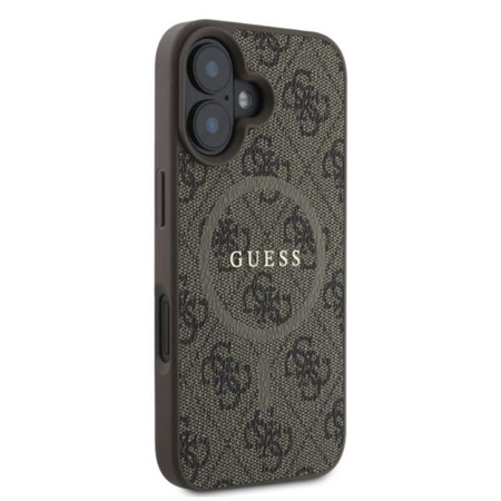 Guess 4G Ring Classic Logo MagSafe - Pouzdro iPhone 16 (hnědé)