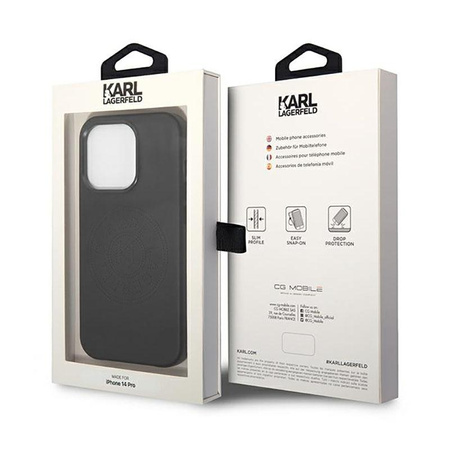 Karl Lagerfeld Leather Perforated Logo Case - Etui iPhone 14 Pro (czarny)