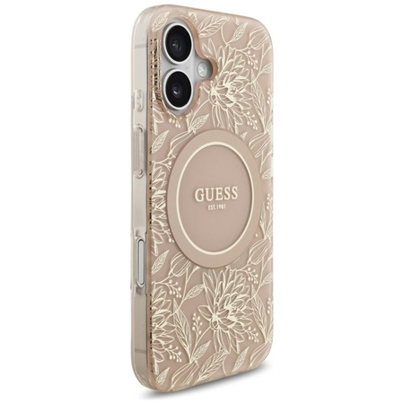 Guess IML Flowers Electro Pearl Strap MagSafe - Case iPhone 17 (pink)