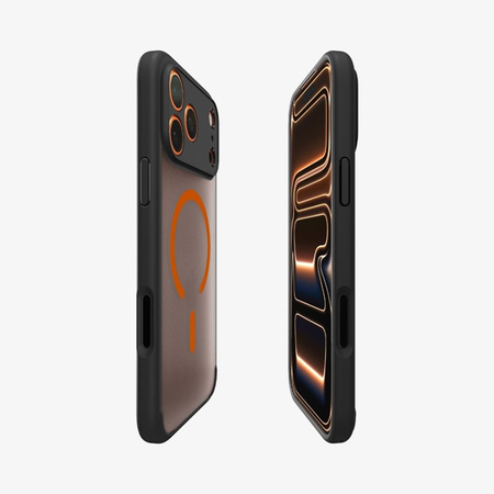Spigen Ultra Hybrid Mag MagSafe – Pouzdro pro iPhone 17 Pro Max (Frost Black / Orange)