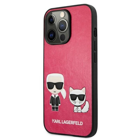 Karl Lagerfeld PU bőr Karl & Choupette dombornyomott - iPhone 13 Pro Max tok (fukszia)