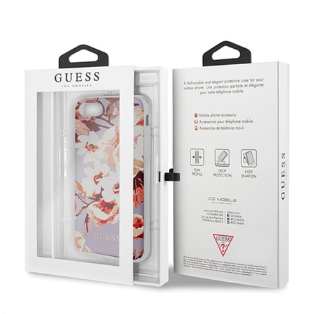 Guess Flower Shiny Collection N2 - Coque iPhone SE 2020 / 8 / 7 (Lilas)