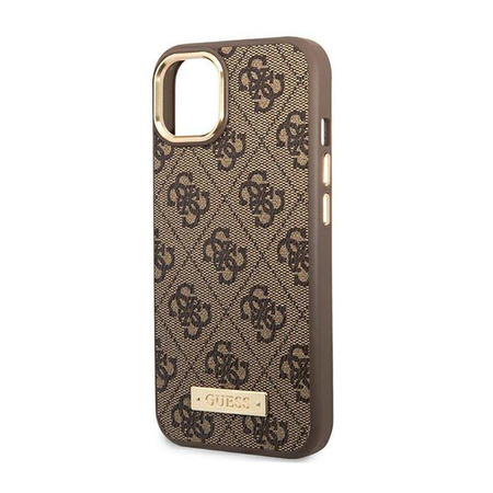 Guess GUHMP14MU4GPRW iPhone 14 Plus 6,7" brązowy/brown hard case 4G Logo Plate MagSafe