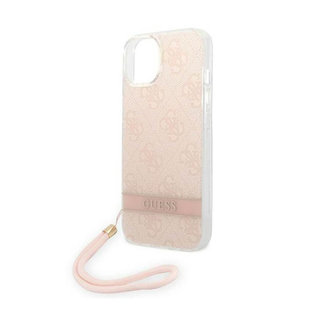 Guess 4G Print Cord - Tasche mit Umhängeband iPhone 14 (rosa)