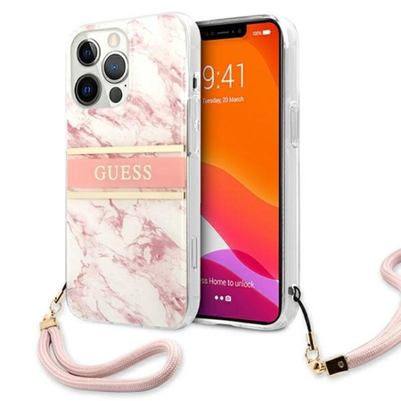 Guess Marble Strap - iPhone 13 Pro Case (pink)