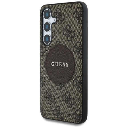 Guess 4G Round Patch Classic Logo MagSafe - Pouzdro pro Samsung Galaxy S25 (hnědý)