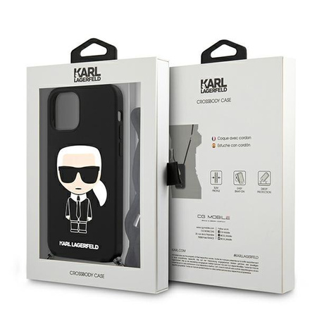 Karl Lagerfeld Fullbody Silicone Iconic Cord - iPhone 12 / 12 Pro Case (Black)