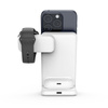 Crong MagSpot Pivot Stand - bezdrátová nabíječka 3 v 1 s MagSafe pro iPhone, Apple Watch a AirPods (bílá)