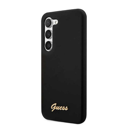 Guess Silicone Script Metal Logo - Hülle für Samsung Galaxy S23+ (Schwarz)