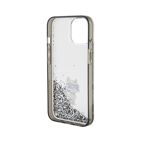 Karl Lagerfeld Liquid Glitter Choupette - pouzdro pro iPhone 15 (průhledné)