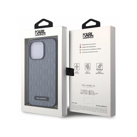 Karl Lagerfeld Saffiano Monogramm Kette - iPhone 14 Pro Tasche (Silber)