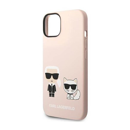 Karl Lagerfeld Flüssigsilikon Karl & Choupette MagSafe - Hülle für iPhone 14 Plus (Pink)