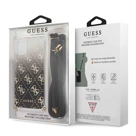 Guess 4G Gradient Hard Case - pouzdro s odnímatelnou šňůrkou na iPhone 11 (černé)