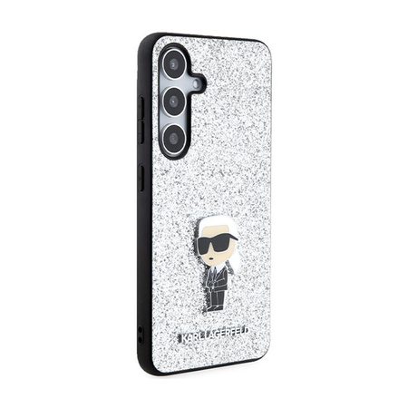 Karl Lagerfeld Fixed Glitter Ikonik Logo Metal Pin - pouzdro Samsung Galaxy S24 (stříbrné)