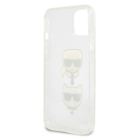 Karl Lagerfeld Glitter Karl & Choupette Head - iPhone 13 Hülle (silber)