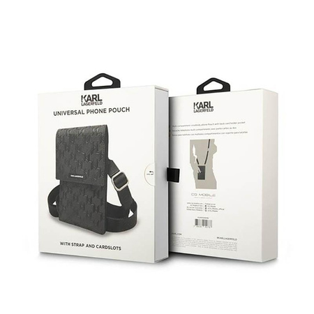 Karl Lagerfeld - Sacoche pour téléphone portable avec plaque monogramme - Sac pour smartphone et accessoires (noir)