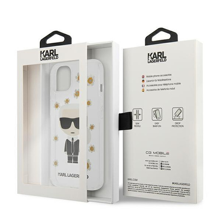 Karl Lagerfeld Iconic Karl Flower - pouzdro pro iPhone 13 Mini (čiré)
