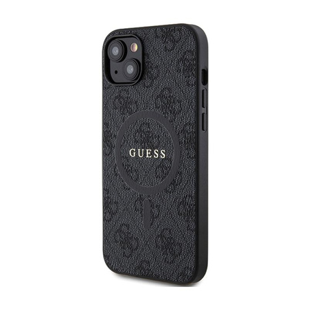 Guess 4G Collection Leather Metal Logo MagSafe - Etui iPhone 15 / 14 / 13 (czarny)